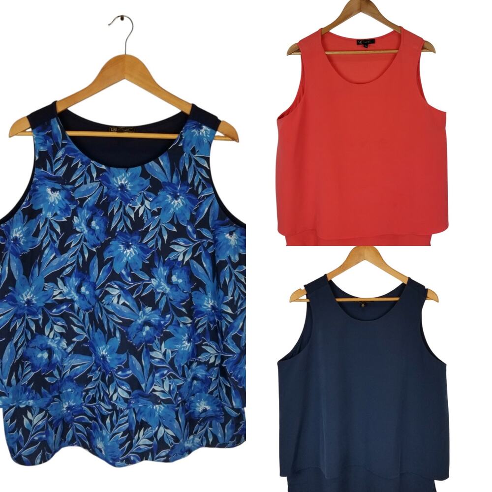 DG2 by Diane Gilman Lot of 3 Tank Tops Sleeveless Blouse Women's Size XL